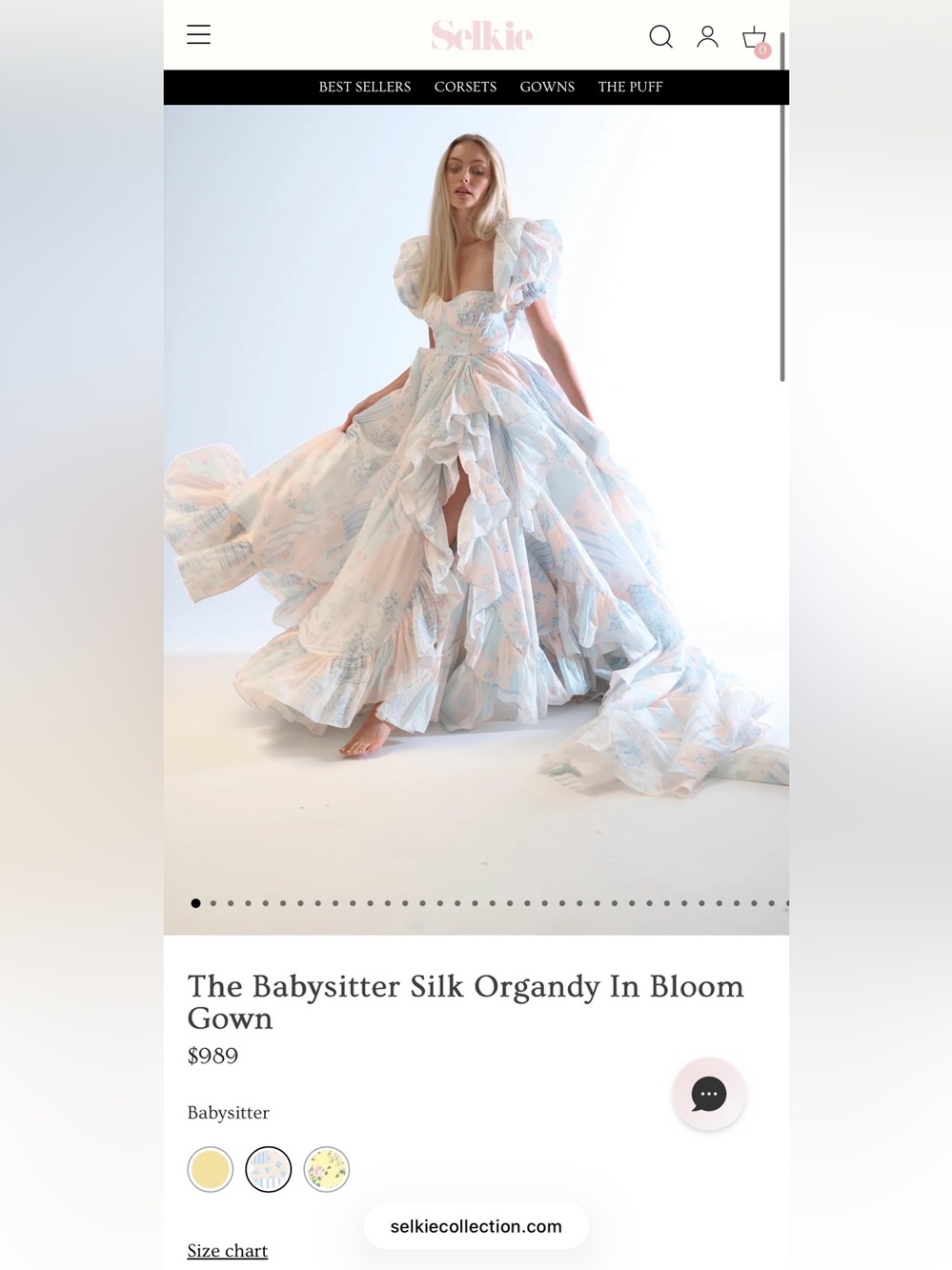 Selkie The Babysitter Silk Organdy Gown — Pastel Blue & Pale Pink